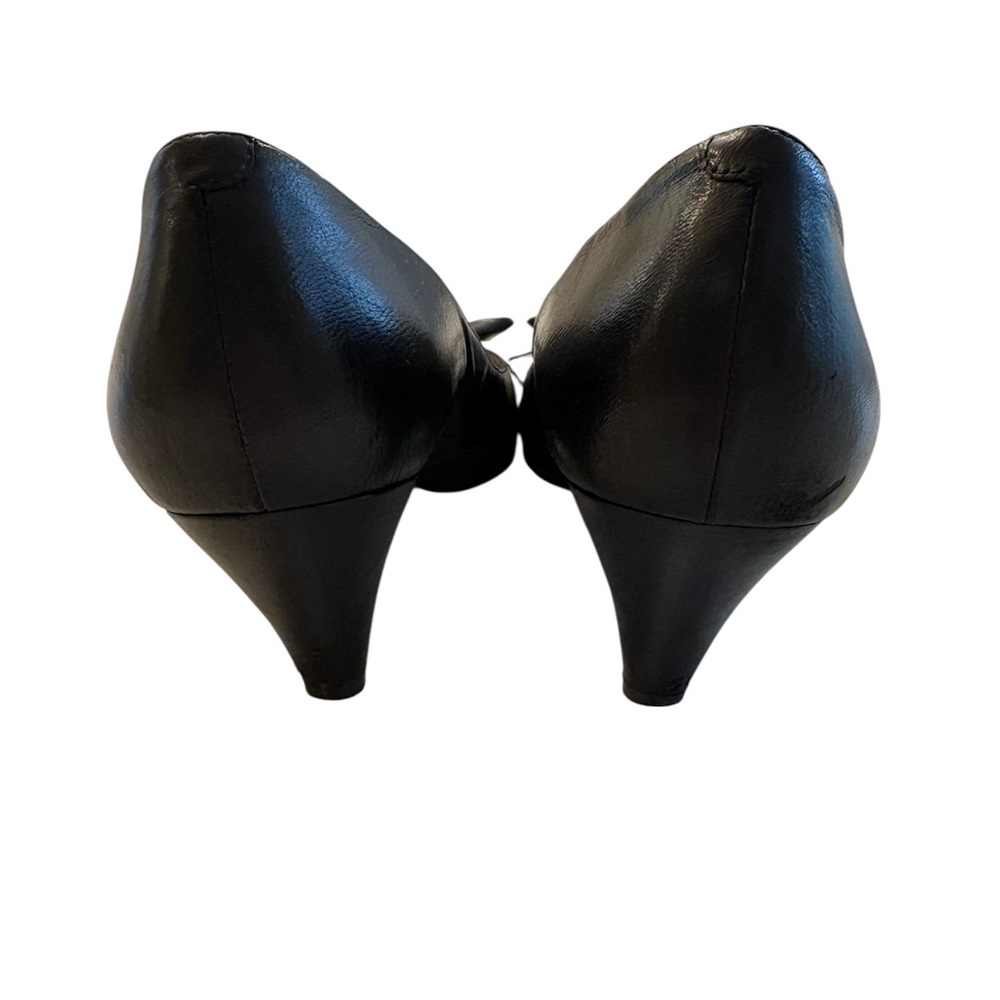 Marc by Marc Jacobs Black Leather Bow Kitten Heels Pumps Size 39 Preppy Vintage - Picture 5 of 7